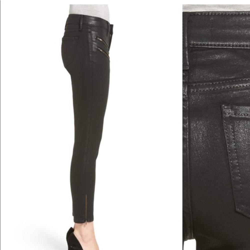 TROUVE Black Coated Moto Skinny Jeans Size 25